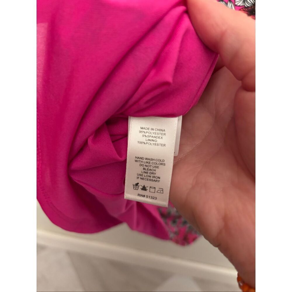 CeCe Twist-Back Halter Dress Size Large Pink Floral Above-the-Knee Stretchy Soft - Picture 7 of 8